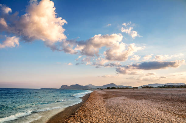 Crystal Clear Water of Mediterranean Sea on Afandou Beach on