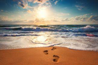 footsteps, beach